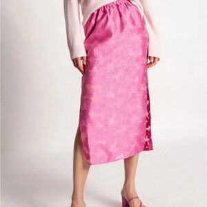Pink Floral Midi Skirt